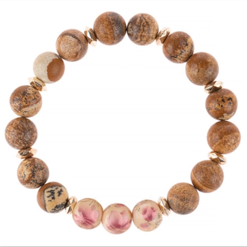 Floral Painted Bead Stacking Bracelet